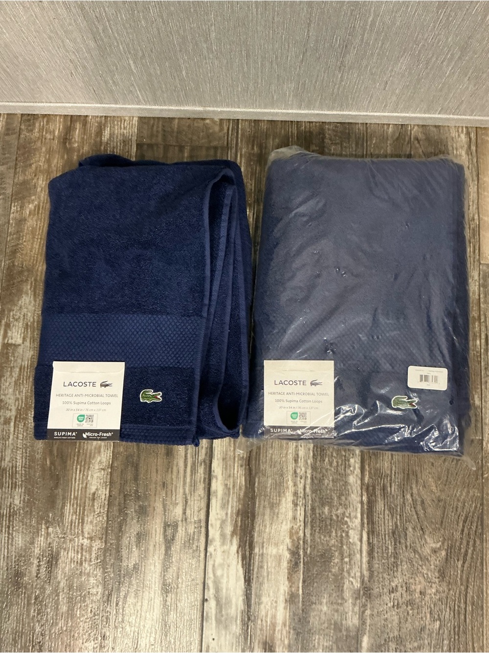 Two Lacoste Navy Blue Supima Cotton Towel - Picture 4 of 4